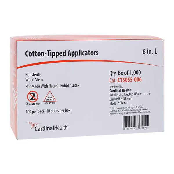 Cardinal Cotton Tip Swabsticks, 6 Cardinal Cotton Tip Swabsticks, 6